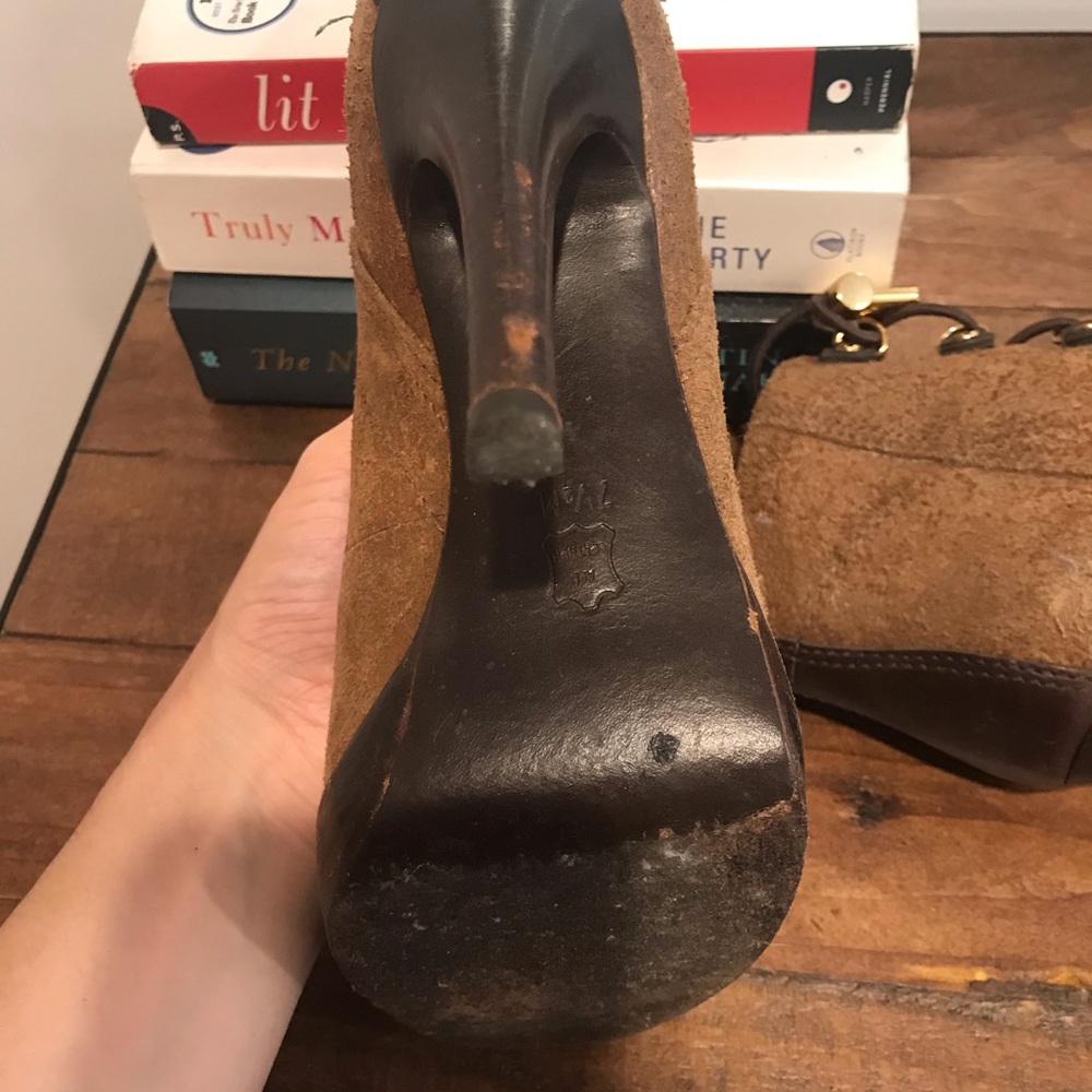 Tory Burch Halima Gold Hardware brown suede boots - Picture 3 of 7